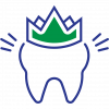 Blue tooth graphic with a green crown
